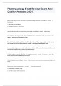 Pharmacology Final Review Exam And Quality Answers 2024&period;
