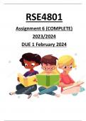 RSE4801 ASSIGNMENT 6 ANSWERS 2023/2024