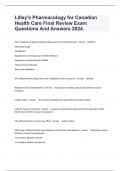 Pharmacology for Canadian Health Care Final Review Exam  Questions And Answers 2024&period;