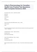 Pharmacology for Canadian Health Care Practice Test Questions With Complete Solutions 2024&period;