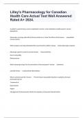 Pharmacology for Canadian Health Care Actual Test Well Answered Rated A&plus; 2024&period;