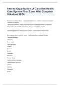 Intro to Organization of Canadian Health Care System Final Exam With Complete Solutions 2024&period;