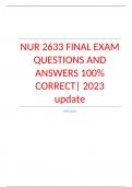 NUR 2633 FINAL EXAM QUESTIONS AND ANSWERS 100% CORRECT.