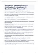 Wastewater Treatment Operator Certification Practice Exam &num;2 Questions 100&percnt; Answered&excl;&excl;