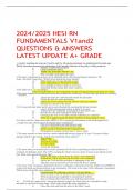 2024/2025 HESI RN FUNDAMENTALS V1and2 QUESTIONS & ANSWERS LATEST UPDATE A+ GRADE