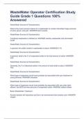 WasteWater Operator Certification Study Guide Grade 1 Questions 100&percnt; Answered