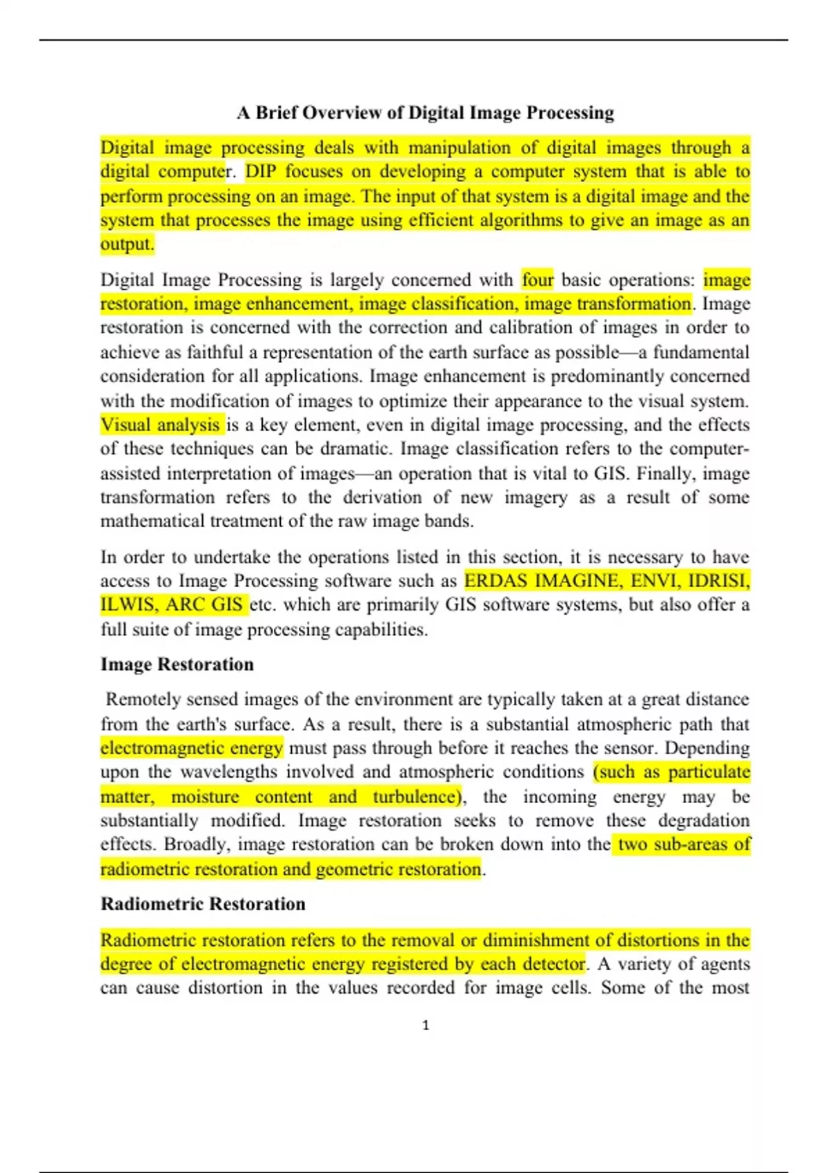 A Brief Overview of Digital Image Processing - Bachelor degree - Stuvia US