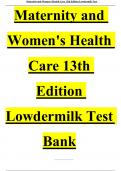TEST BANK - MATERNITY AND WOMEN’S HEALTH CARE, 13TH EDITION (LOWDERMILK, 2024), CHAPTER 1-37 | ALL CHAPTERS | LATEST EDITION 2024