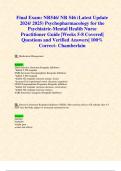 Final Exam: NR546/ NR 546 (Latest Update 2024/ 2025) Psychopharmacology for the Psychiatric-Mental Health Nurse Practitioner Guide |Weeks 5-8 Covered| Questions and Verified Answers| 100% Correct- Chamberlain