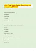 CRS Final Study Guide&comma; Questions and  answers&comma; VERIFIED&period;&sol; 2024&sol;25 EXAM PREDICTION QUESTIONS&sol; 