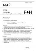 GCSE  FRENCH Paper 2 Speaking (Foundation and Higher)