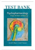 Test Bank for Psychopharmacology Drugs the Brain and Behavior 3rd Edition by Meyer ISBN:9781605355559  |Complete Guide A+