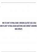 MN 576 UNIT 10 FINAL EXAM (VERSION 2)LATEST 2022-2024/  MN576 UNIT 10 FINAL EXAM QUESTIONS AND CORRECT ANSWERS  NEW UPDAT
