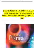 Complete Test Bank Lilleys Pharmacology for Canadian Health Care Practice 4th Edition Sealock Questions & Verified Answers with rationales (Chapter 1-58) Updated 2024