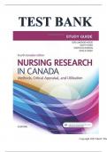 Test Bank for Nursing Research in Canada: Methods, Critical Appraisal, and Utilization 4TH EDITION LoBiondo-Wood 9781771720984 Chapter 1-20 | Complete Guide A+