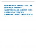 HESI PN EXIT EXAM V3 110 / PN  HESI EXIT EXAM V3 - QUESTIONS AND ANSWER100%  CORRECTLY VERIFIED  ANSWERSLATEST UPDATE 2024 