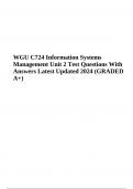WGU C724 Information Systems Management Test Questions With Answers Latest Updated 2024 (GRADED A+)