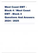 West Coast EMT - Block 4/ West Coast  EMT -Block 4  Questions And Answers  2024 /2025