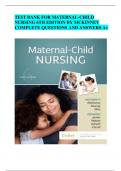 TEST BANK FOR MATERNAL-CHILD NURSING 6TH EDITION BY MCKINNEY COMPLETE QUESTIONS AND ANSWERS A+