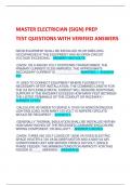 MASTER ELECTRICIAN (SIGN) PREP TEST QUESTIONS WITH VERIFIED ANSWERS