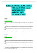 EDF 6225 FOUNDATIONS OF ABA TEST BANK FINAL EXAM QUESTIONS AND  ANSWERS WITH  RATIONALES 2024