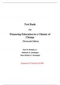 Test Bank For Financing Education in a Climate of Change 13th Edition By Vern Brimley, Deborah Verstegen (All Chapters, 100% Original Verified, A+ Grade)
