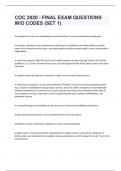 COC 2020 - FINAL EXAM QUESTIONS W&sol;O CODES &lpar;SET 1&rpar; WITH 100&percnt; CORRECT ANSWERS
