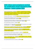 UHC ethics and compliance section for certification Exam Questions With Answers Latest update 2024