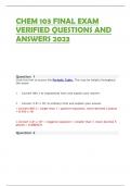 CHEM 103 FINAL EXAM VERIFIED QUESTIONS AND ANSWERS 2023