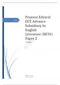  Edexcel Level 3 GCE Friday 26 May 2023  English Literature Advanced Subsidiary PAPER 2: Prose