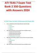 ATI TEAS 7 Exam Test Bank 2 350 Questions with Answers 2024