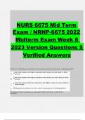 NURS 6675 Mid Term Exam / NRNP-6675 2022 Midterm Exam Week 6 2023 Version Questions $ Verified Answers 