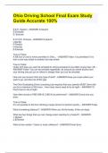 Ohio Driving School Final Exam Study Guide Accurate 100&percnt;