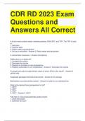 CDR RD 2023 Exam Questions and Answers All Correct
