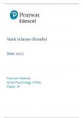 GCSE EDEXCEL May 2023 Psychology Paper 1 Mark Scheme 