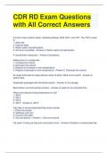 CDR RD Exam Questions with All Correct Answers