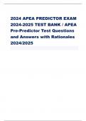 2024 APEA PREDICTOR EXAM  2024-2025TEST BANK/ APEA  Pre-Predictor Test Questions  and Answers with Rationales  2024/2025