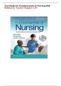 Test Bank for Fundamentals of Nursing 10th Edition Taylor (2023/2024)| 9781975168155 | Chapter 1-47 | Complete Guide A+