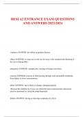 HESI A2 ENTRANCE EXAM QUESTIONS  AND ANSWERS 2023/2024
