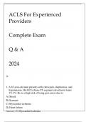 ACLS FOR EXPERIENCED PROVIDRS COMPLETE EXAM Q & A 2024.