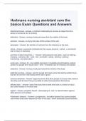 Hartmans nursing assistant care the basics Exam Questions and Answers