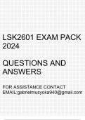 LSK2601 Exam pack 2024 (Questions and answers)