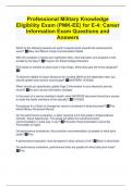 Professional Military Knowledge  Eligibility Exam (PMK-EE) for E-4: Career  Information Exam Questions and  Answers
