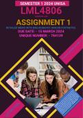 LML4806 ASSIGNMENT 1 MEMO - SEMESTER 1 - 2024 - UNISA – DUE DATE: - 15 MARCH 2024 (INCLUDES FOOTNOTES AND BIBLIOGRAPHY) 