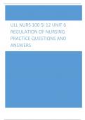 ULL NURS 100 SI 12 Unit 6 Regulation of nursing practice questions and answers