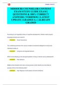 MISSOURI COUNSELOR CONTENT  EXAM STUDY GUIDE EXAM &vert;  QUESTIONS & 100&percnt; CORRECT  ANSWERS &lpar;VERIFIED&rpar; &vert; LATEST  UPDATE &vert; GRADED A&plus; &vert; ALREADY  GRADED