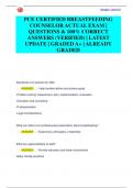 PCE CERTIFIED BREASTFEEDING  COUNSELOR ACTUAL EXAM &vert;  QUESTIONS & 100&percnt; CORRECT  ANSWERS &lpar;VERIFIED&rpar; &vert; LATEST  UPDATE &vert; GRADED A&plus; &vert; ALREADY  GRADED
