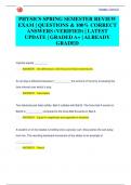 PHYSICS SPRING SEMESTER REVIEW  EXAM &vert; QUESTIONS & 100&percnt; CORRECT  ANSWERS &lpar;VERIFIED&rpar; &vert; LATEST  UPDATE &vert; GRADED A&plus; &vert; ALREADY  GRADED
