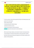 RN CONCEPT-BASED ASSESSMENT  LEVEL 2 ONLINE PRACTICE B EXAM &vert;  110 QUESTIONS & 100&percnt; CORRECT  ANSWERS &lpar;VERIFIED&rpar; &vert; LATEST  UPDATE &vert; GRADED A&plus; &vert; ALREADY  GRADED