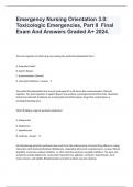Emergency Nursing Orientation 3.0: Toxicologic Emergencies, Part II  Final Exam And Answers Graded A+ 2024.